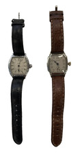 Elgin Pair of wrist watches  for men analogue wind up  leather straps for repair