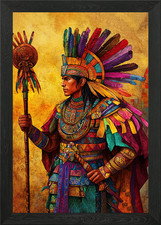 Aztec Warrior Painting Framed