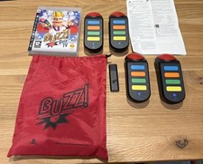 SONY PLAYSTATION 3 BUZZ QUIZ TV WIRELESS BUZZERS GAME & DONGLE