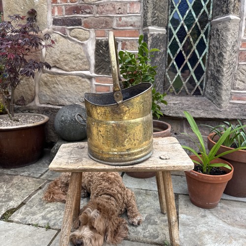 Vintage brass coal - coal, scuttle