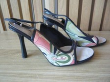 Debenhams Look pink green floral slingback shoes UK 7