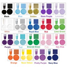 Disposable Paper Plates Cups and Napkins Solid Colours Tableware Sets for Party