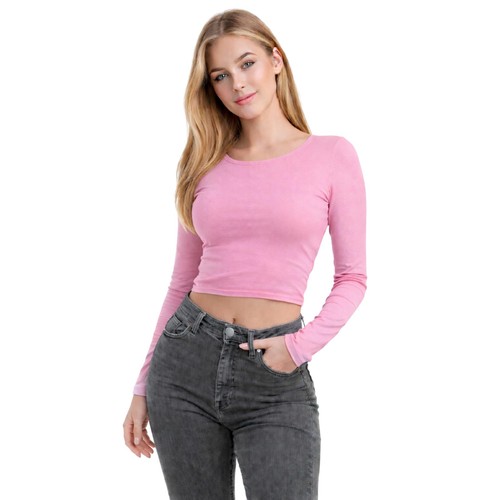 Ladies long sleeve crop top - ladies,