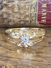 9ct  Gold & Diamond  Gypsy Ring, Size R.5, DIA stamped, 3.9g Stunning !!