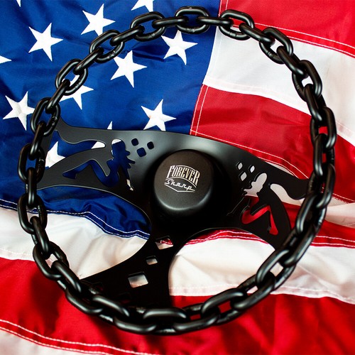 Black chain steering wheel - black,