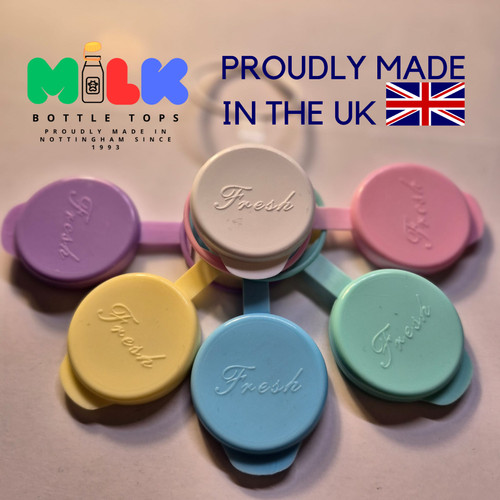 Milk bottle tops pastels - milk, *