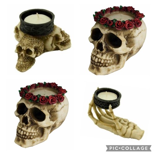 Gothic skull tealight holder - gothic,