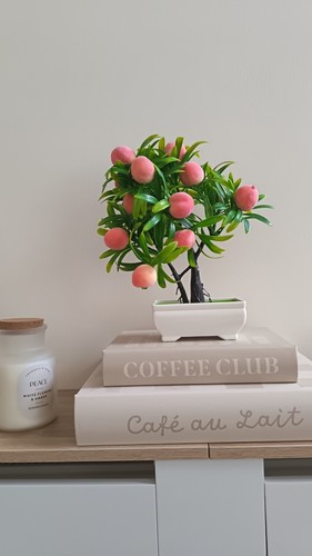 Artificial potted peach bonsai - potted,