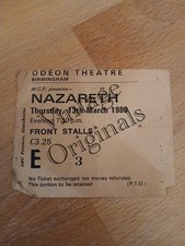 Vintage Nazareth Concert Ticket Stub Birmingham Odeon 1980