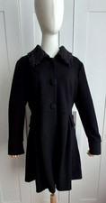 Darling Vintage Style Coat Black Fit & Flare  Lace Collar Lined Size XL - 14/16