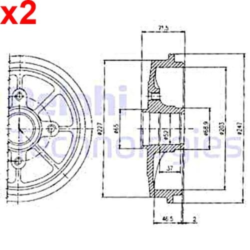 Delphi brake drum for - 2x,