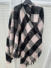 Baby Pink and Black Poncho/ Scarf Very Thick Warm One Size