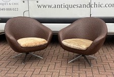 Pair Of Mid Century Swivel Pod Armchairs