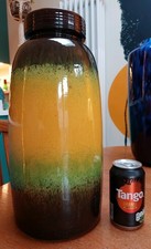 Large Vintage Brown Yellow Green West German Fat Lava Vase 39cm Small Repair