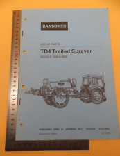 Ransomes TD4 Trailed Sprayer Models 1600 And 2000 List Of Parts Paperback