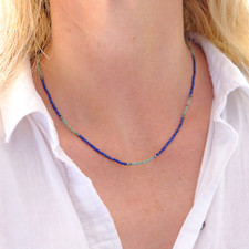 Necklace Lapis Lazuli Turquoise Fine Gemstone Blue Gold Afghan Oriental 3