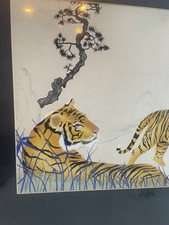 Vintage tiger Asian signed