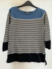 TK Maxx Kenar Blue Colour block & Striped Jumper Size S Lace-Up Side Slits 