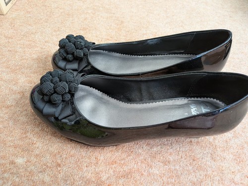 Clarcks ladies black shiny - black,