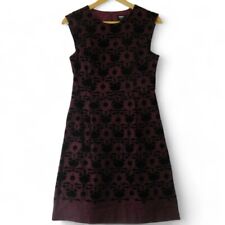 Oasis Purple Knee Length Dress With Floral Velvet Lace Like Print On UK 10 BNWT