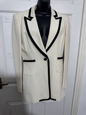 # Women Vintage Cerruti 1881 Cream Blazer with Black Contrast Trim