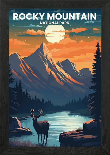 Rocky mountain framed wall - rocky, art