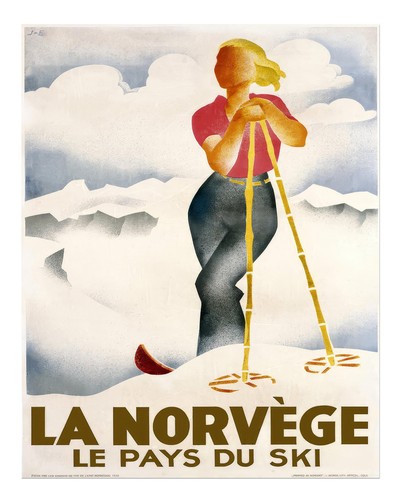 Vintage ski norway poster - poster, wall