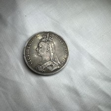 1889 Solid Silver Crown Coin. Queen Victoria/St George On Horseback