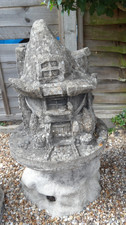 EX LARGE HEIGHT.21" /54CMS- CONCRETE GARDEN ORNAMENT -GNOME  TOADSTOOL COTTAGE