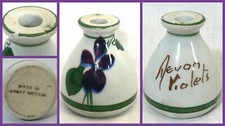 Vintage Torquay Pottery Miniature Vase Genuine Devon Violets Perfume Bottle