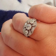 1880s Art Deco Ring 1Ct Round