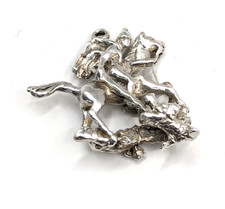 Vintage Solid Silver St George Slaying the Dragon Charm Pendant: c1970
