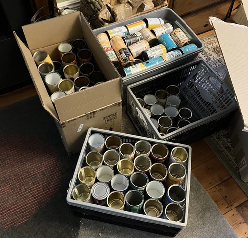 145 empty tin cans - -, arts