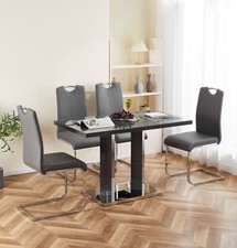 Dining Table Set Grey Glass
