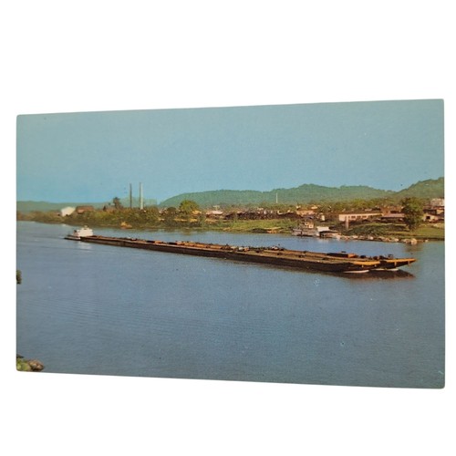 Postcard ohio river barges - river,