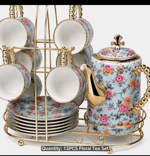 13pc floral tea set - floral,