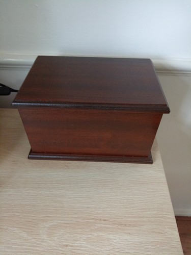 Large pet dark wooden casket - wooden,