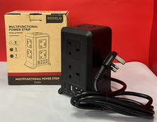 KEMELO Tower Extension Lead 4 USB Slots 8 AC outlets 13A 3250W BLACK H202 2M