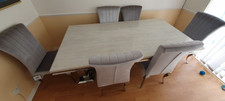 Ariana White Marble Dining Table + 6 velvet chairs little used perfect condition