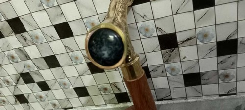 Stone wooden walking cane - wooden,