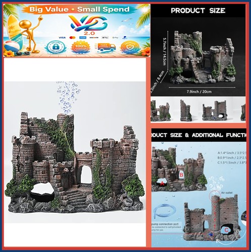 New resin castle fish tank - resin,