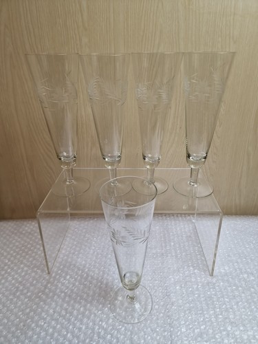 Vintage set floral etched - set,
