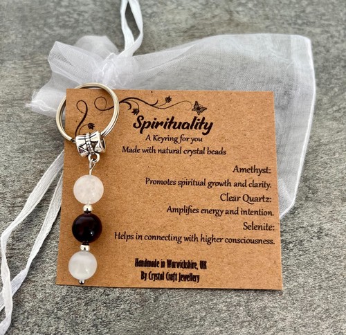Crystal gemstone keyring - crystal,
