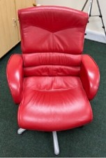 Red leather swivel chair - red,