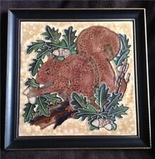 Squirrel ceramic tile picture Vintage reproduction Hand Majolica Painting Maw&Co