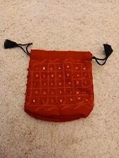 dark red sequin draw-string fabric purse