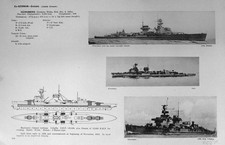 Old Vintage Print 1936-54 Cruiser Ww1 Ships Prinz Eugen Hipper Nuremberg 20th