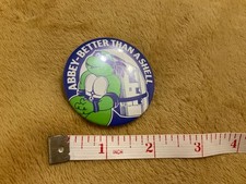 VINTAGE ABBEY- BETTER THAN A SHELL (CARAVANS)BUTTON badge1980's