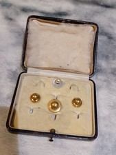Vintage Rolled Gold Dress Shirt Buttons x 3 In Box Hallmarked