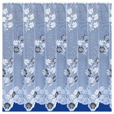 CHARCOAL/GREY COLOUR FLORAL GORGEOUS NET CURTAINS ALL SMALL DROPS (20" - 71")